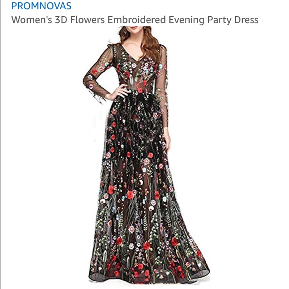 long black flower dress